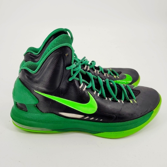 Nike KD V 5 Men Sz 9 Blk /Electric Grn /Pine B Ball Shoes 554988-004 Pre Owned - Picture 1 of 9